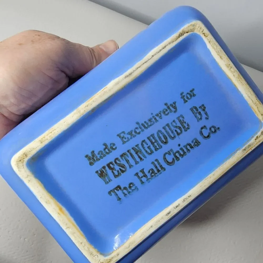 Vintage Hall Westinghouse Refrigerator Dish Delphinium Blue No Lid 6 x 4 x 4